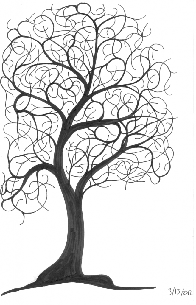 a pen drawing of a tree