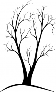 A sparse, two-trunked tree made of VECTORS