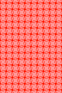 A rather eye-blinding red on deep pinkish repeating background