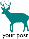 A teal deer with black text underneath [your post]