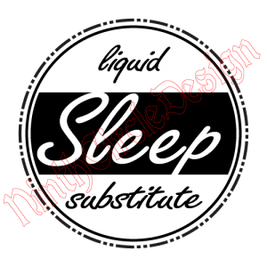 a black outlined circle with the words "liquid sleep subsitute" inside