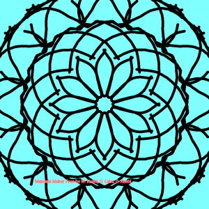 square image, black outlines of a roughly doodled mandala