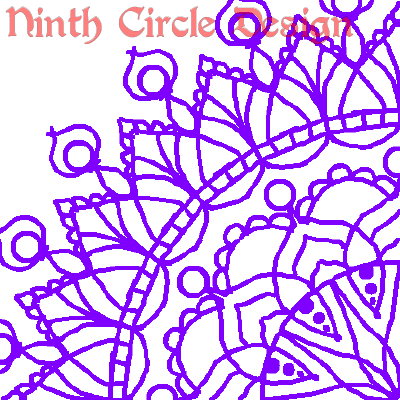 white background, purple outline mandala centered on lower right