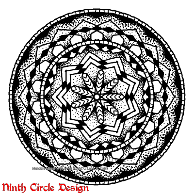 [Image description: white background, black outline and dots and fills mandala with 9-fold symmetry]