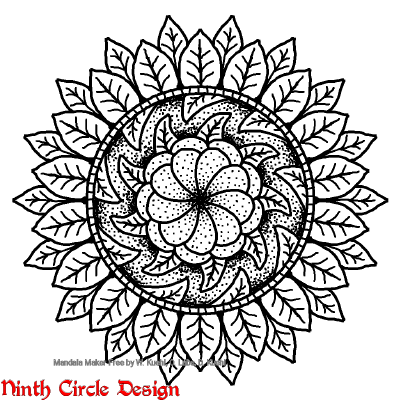 [Image description: white background, black outline and dots and fills mandala with non-mirrored symmetry]