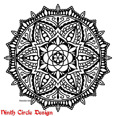 [Image description: on a white background, a black outlined/filled mandala with 6-fold symmetry.] 