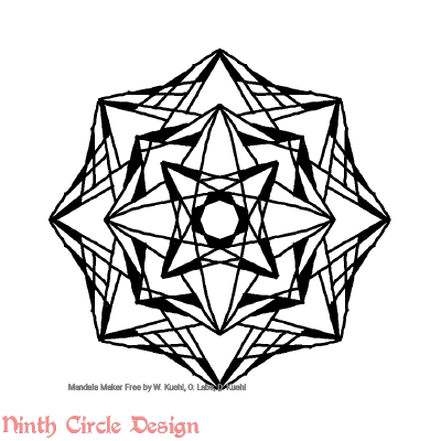 [Image description: white background, a mandala in black outlines and fills with 8-fold symmetry, very geometric.]