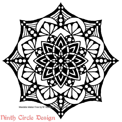 [Image description: white background, a mandala in black outlines and fills with 8-fold symmetry.]