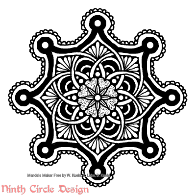 [Image description: white background, a mandala in black outlines and fills with 8-fold symmetry.]