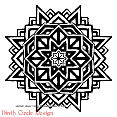 [Image description: white background, a mandala in black outlines and fills with 8-fold symmetry, very geometric.]